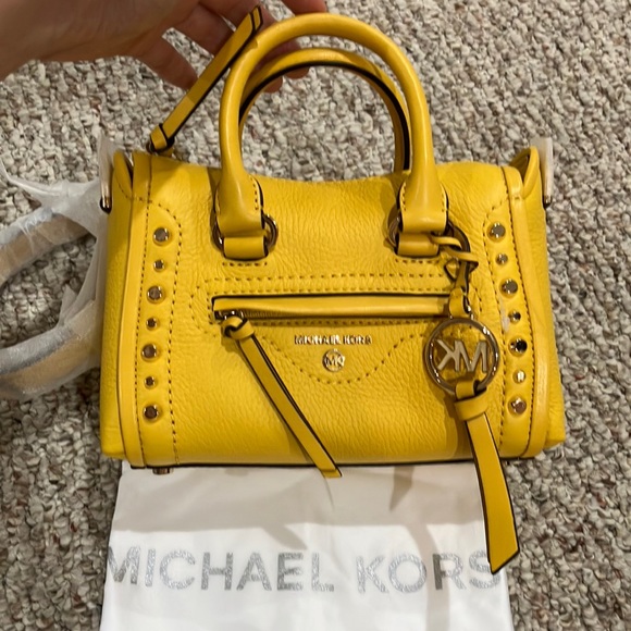 MICHAEL KORS Carine Extra-Small Studded Pebbled Leather Crossbody